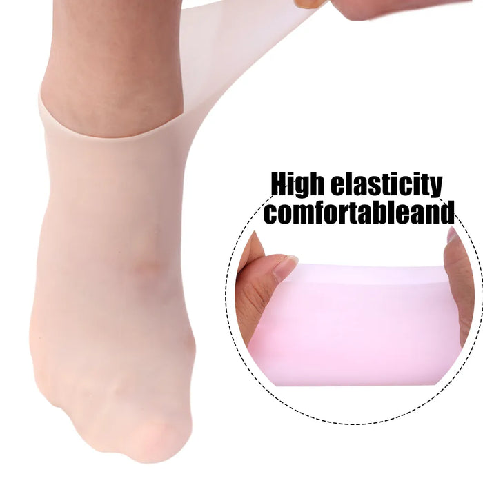 1 Pair Silicone Gel Heel Pad Socks For Pain Relief And Anti Crack Heels