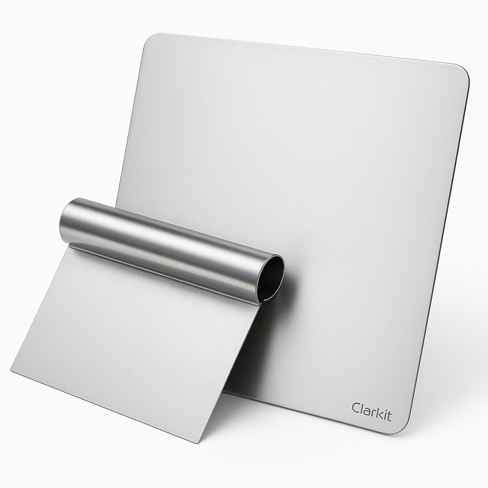 2-in-1 Stainless Steel Cutting Board & Scraper Set