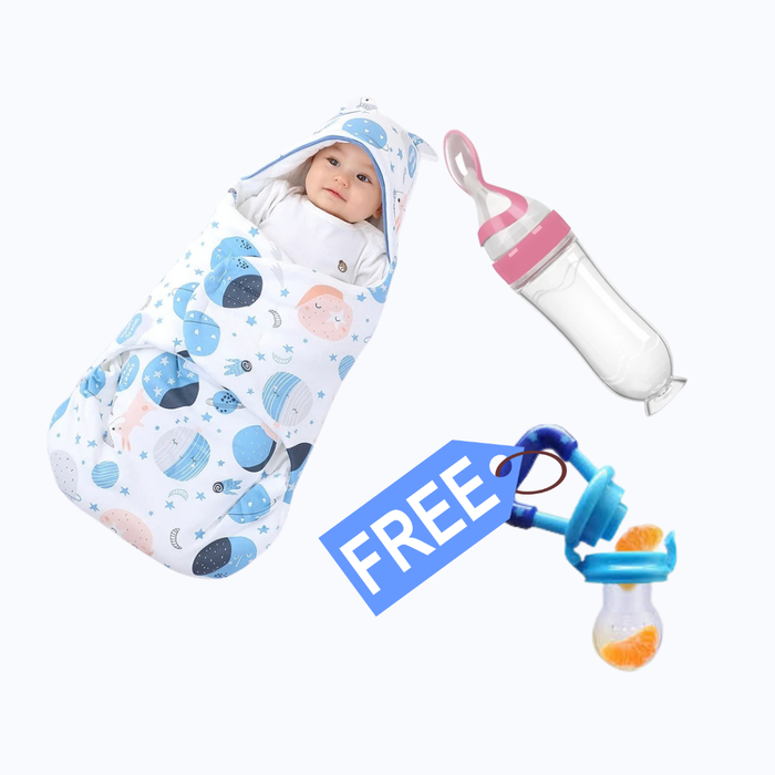 Baby Wrap Blanket + Feeding Spoon (FREE Baby Pacifier)