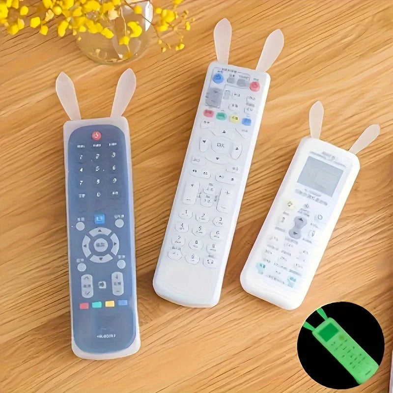 2 Pcs Silicone Remote Control Cover with Rabbit Ears